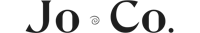 jo co logo on a black background