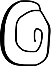 a black and white drawing of the letter g